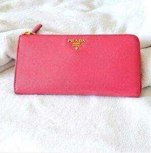 Authentic Prada Saffiano Metal Leather Wallet | Peonia Pink Zip Around Gold HW